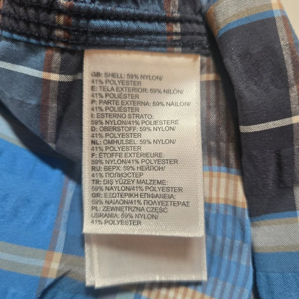 The North Face Mens Blue Plaid Seersucker Short Sleeve Button Shirt Size XXL